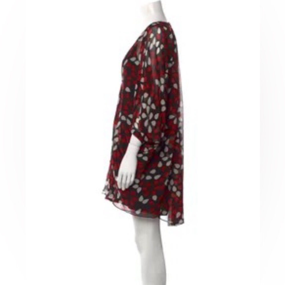 DIANE VON FURSTENBERG  Fleurette Silk Mini Dress Red White Floral Petals Sz. 4 - Picture 4 of 16